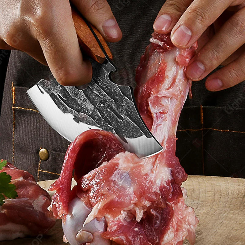 Description Picture 3 of itemMultifunctional Kitchen Knife Stainless Steel Forged Knife Meat Cleaver Boning Knife with Bottle Opener Portable Pocket Knife