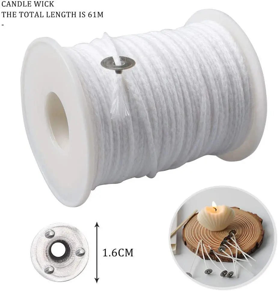 Description Picture 3 of item61m Cotton Candle Wick Candle Holder Smokeless Aromatherapy Cylindrical Candle Thread Candle Making Kit DIY Candle Maker