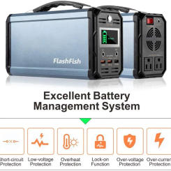 300W Solar Generator, FlashFish 60000mAh Portable Power Station Camping Potable Generator, CPAP Battery Recharged by Solar Panel