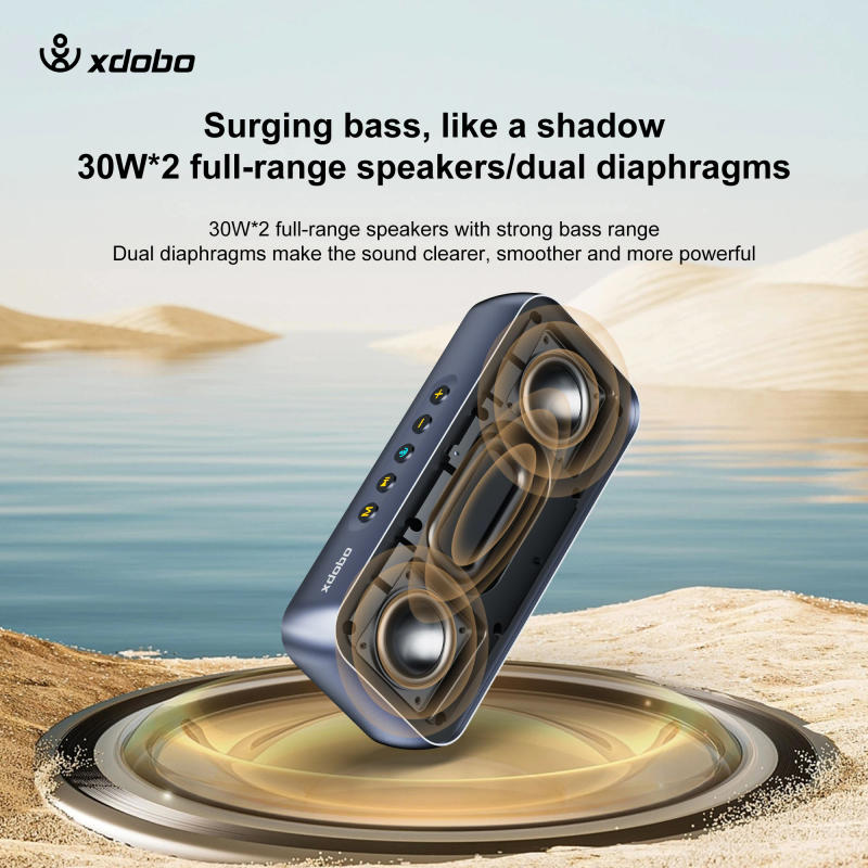 Description Picture 3 of itemPortable XDOBO Luxe 60W Wireless Deep Bass Speaker Outdoor Speakers Waterproof Subwoofer Support USB/TF/AUX/TWS BOOMBOX