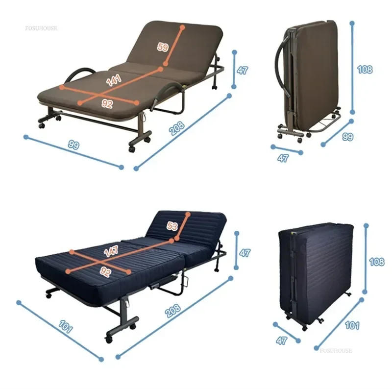 Description Picture 3 of itemSimple Metal Bedroom Folding Beds Comfort Single Bed Adult Mobile Office Lunch Break Beds Hospital Escort Bed Portable Camp Bed