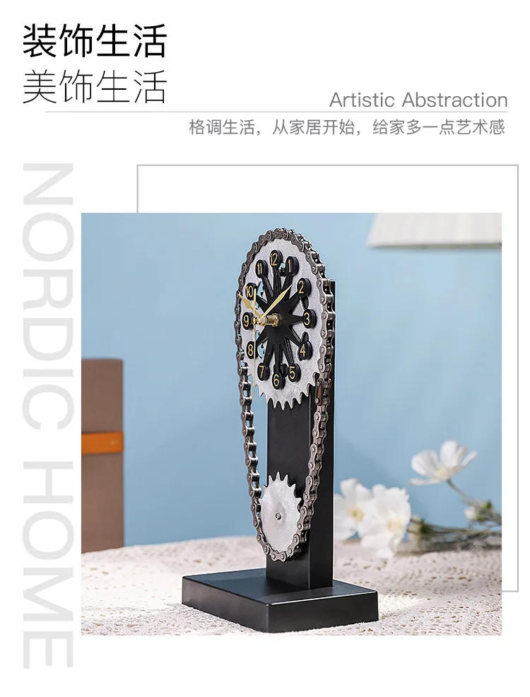 Description Picture 6 of itemMetal Gear Wall Clock Mechanical Style Artistic Pointer Quartz Watch Bar Restaurant Creative Decorative Desk Clock