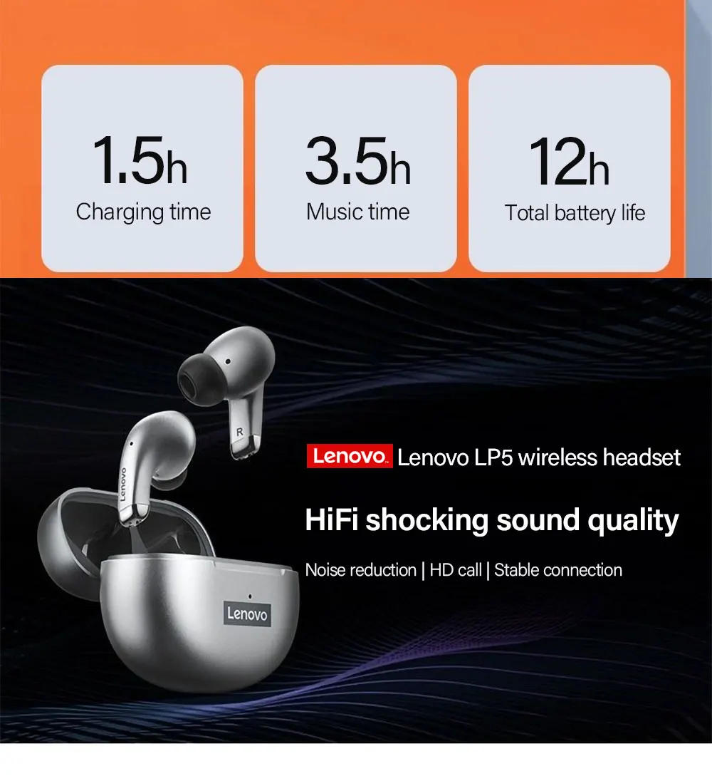 Description Picture 4 of itemIconic Brand LP5 TWS Bluetooth Earphone 9D Stereo HiFi Sports Waterproof Wireless Earbuds for iPhone 13 Iconic Brand Bluetooth Headphones