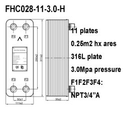 11 Plates 0.25m2 Brazed Plate Heat Exchanger, 316L Stainless Steel Heat Exchanger