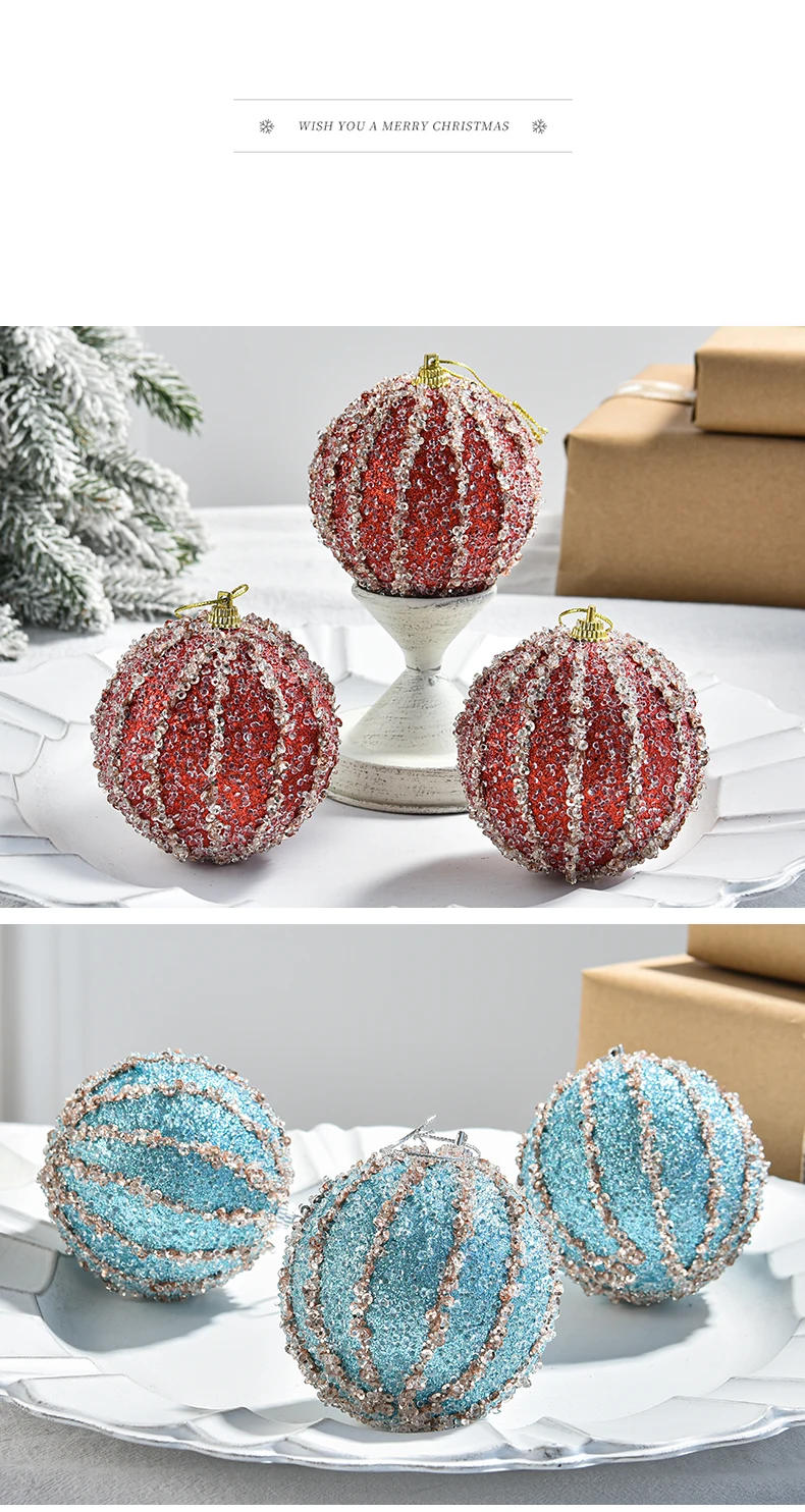 Description Picture 4 of itemChristmas Hanging Ornaments Colorful Ball Glitter Rose Gold White Red Xmas Tree Decoration Foam Ball Pendants Xmas New Year 2025