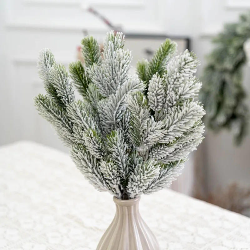 Description Picture 5 of item1pcs Christmas Tree Pine Branches Artificial Fake Plants Snow Pines Garland For Christmas Wreath Party Decor Xmas Gifts Ornament