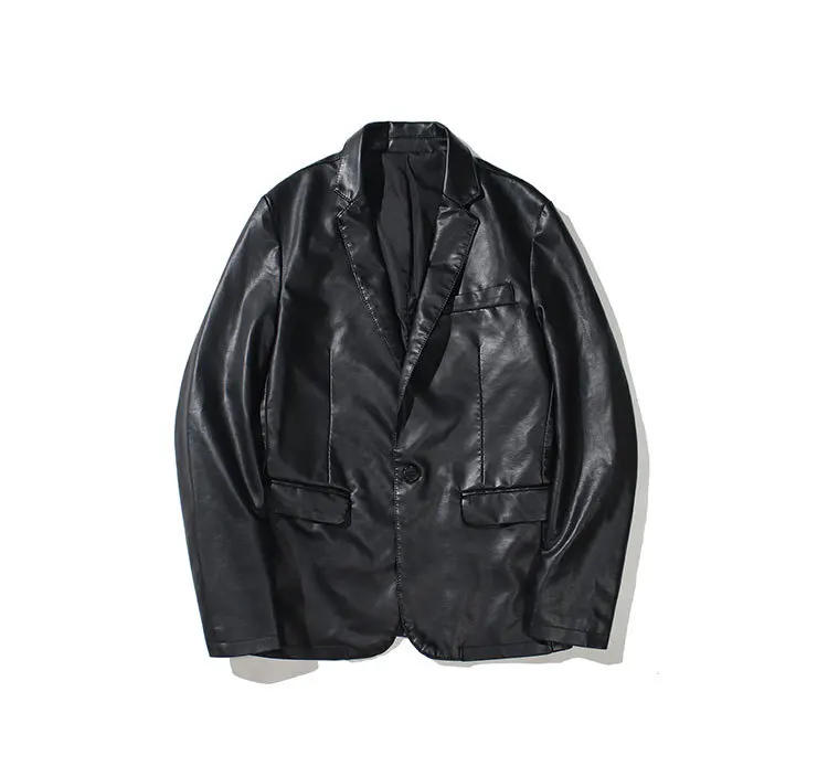 Description Picture 5 of itemMens Leather  PU Jacket Wholesell Price Autumn And Winter Artificial  Suit Jacket For Man Size L-5XL