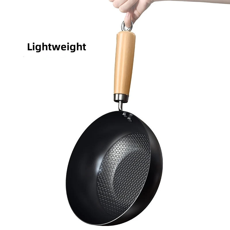 Description Picture 5 of itemNon-stick iron pan frying pan with lid uncoated gas stove induction cooker universal stew pot cookware handmade steak wok pan
