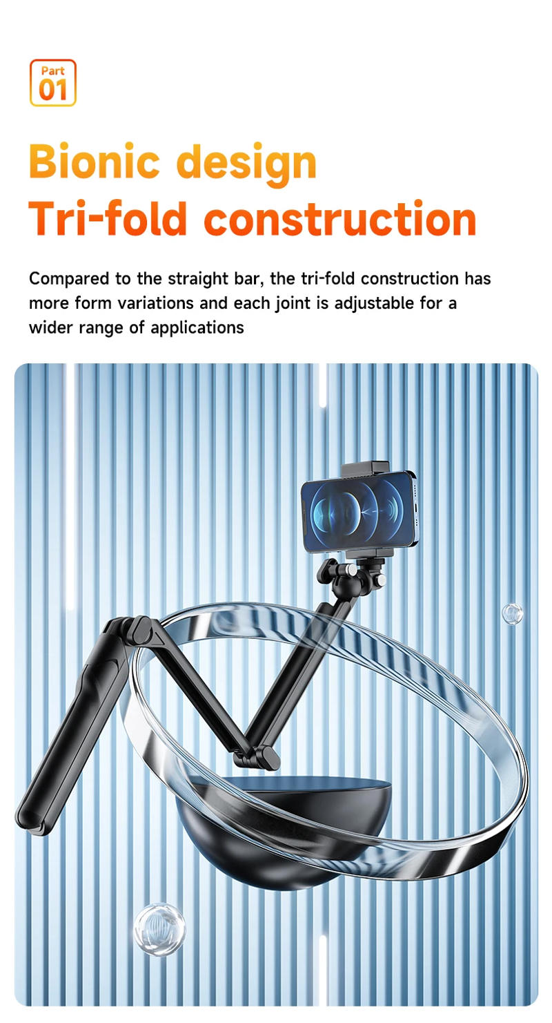 Description Picture 3 of itemTELESIN 3 ways Selfie Stick with Tripod Hand Grip Pole for GoPro Hero Insta360 DJI Action Smart Phone Action Camera Accessories