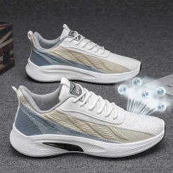 Men Sport Lightweight Running Sneakers Casual Breathable Shoes Non-slip Comfortable White Big Size