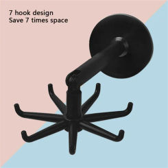 Upgraded Multi-functional Rotating 7-claw Hooks Kitchen Storage 360-degree Seamless Hooks Household Free Punching Sticky Hooks