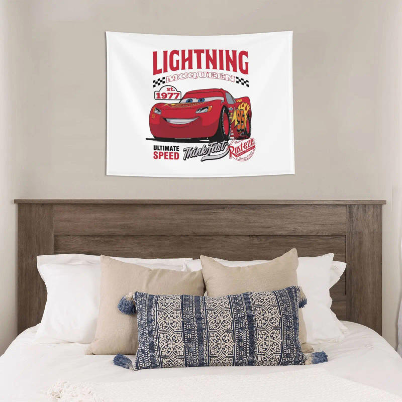 Description Picture 6 of itemRetro Lightning McQueen Cars Tapestry Hippie Polyester Wall Hanging Room Decor Yoga Mat Psychedelic Tapestries