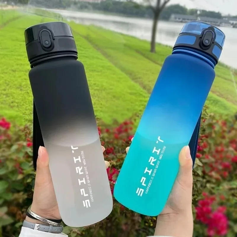 Description Picture 2 of item500/1000ML Sports Water Bottle Large Capacity Leak Proof Colorful Plastic Cup Portable Outdoor Travel Gym Fitness Jugs Drinkware