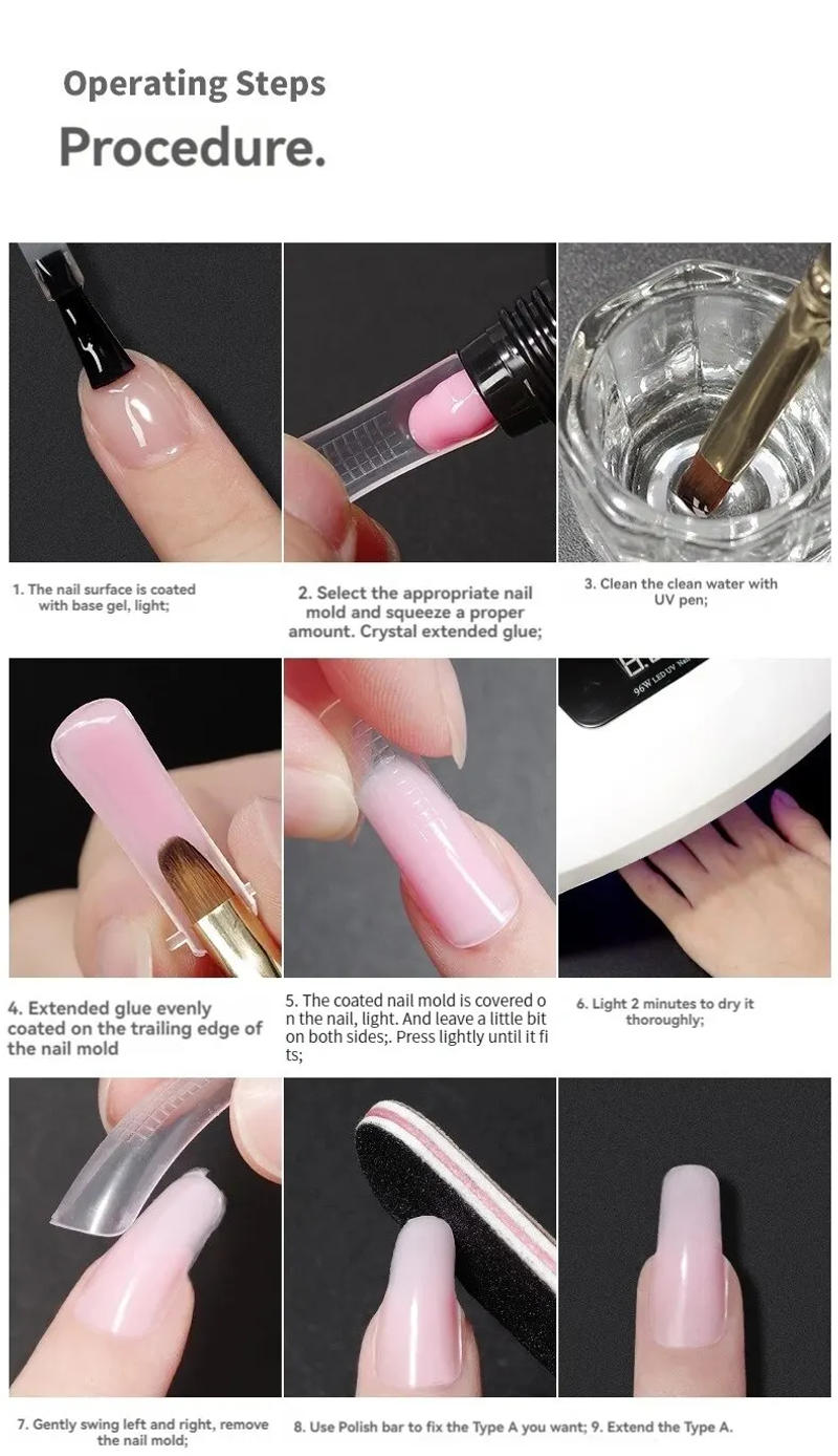 Description Picture 6 of item100PCS Nail Art Nail Tray Crystal Quick Extension Light Therapy Nail Sheet No Tray Paper Transparent Nail Sheet Fake Nails