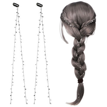 2 Pcs Star Pendant Braided Hair Chain 2pcs Barrettes Tassel Chains Alloy Clips for Bride Accessories