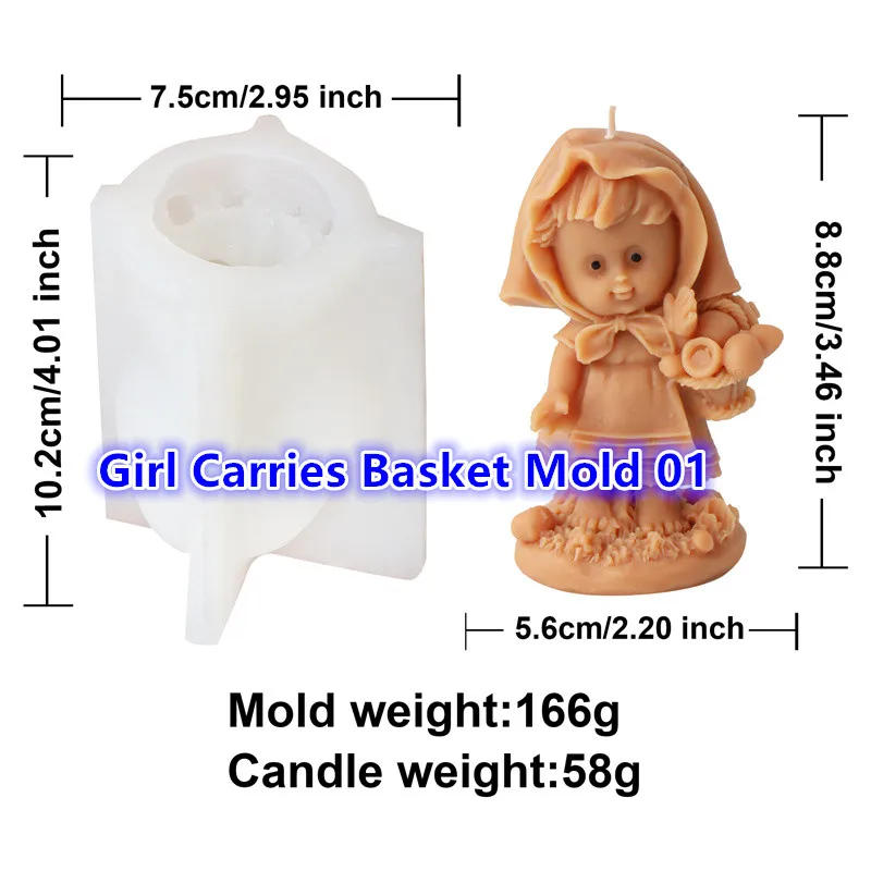 Description Picture 2 of item3D Hat Girl Candle Silicone Mold DIY Cute Girls Statue Plaster Resin Soap Candle Making Mould Craft Tabletop Decor