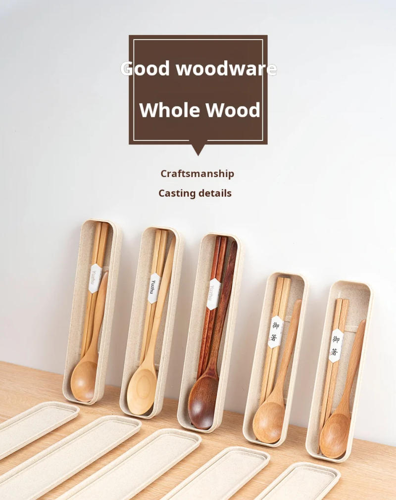 Description Picture 5 of itemLotus Wood, Nan Wood Dinnerware Set Portable Outdoor Travel Dinnerware Set Texture Is Easy To Store And Easy To Clean