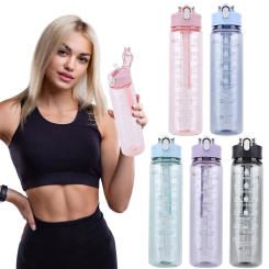 800ml Outdoor Travel Bottle with Straw & Handle Gym Fitness Jug Leakproof Motivational Drinking Bottle for Outdoor Sports