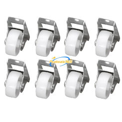 8pcs/set 1" Directional Flat Industrial Caster Wheels Thick Plate Non-Swivel Orienteering Fixed Wheel Furniture Trolley Toolbox