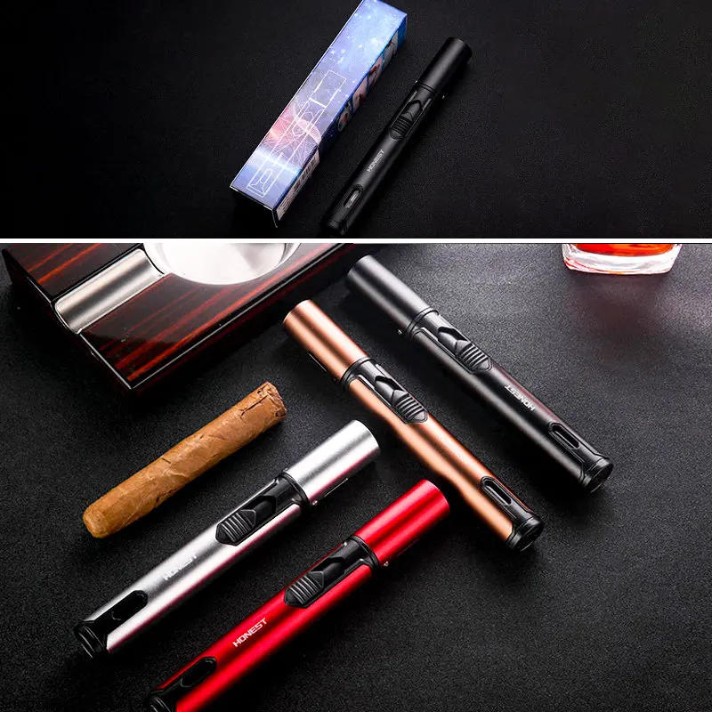 Description Picture 5 of itemNew Pen Spray Gun Jet Butane Candle Lighter Metal Gas Kitchen Welding Torch Turbo Windproof Cigar Pipe Lighter Cigar Accessories