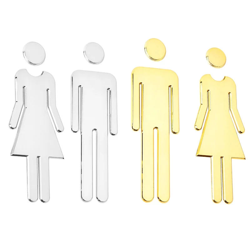 Description Picture 5 of item1Set Acrylic 3D Toilet Sign Plate Elegant Wash Room Door Wall Label Sticker WC Bathroom Signage Board Art Home Bathroom Decor