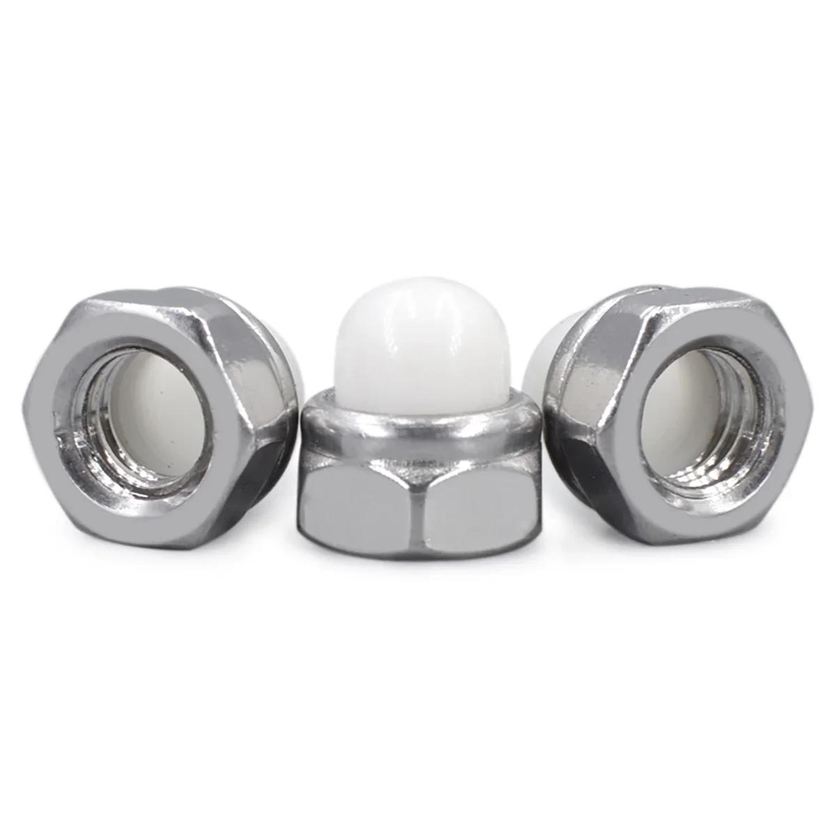 Description Picture 6 of itemPlastic Nylon Dome Hex Cap Nuts 304 SS Outer Hex Plastic Nylon Head Cap Nut