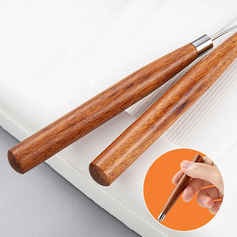 Description Picture 5 of itemStainless Steel Mixing Spatula Tool Nail Art Wooden Handle Spatuler Rod Metal Stirring Mixing Pigment Stick Manicure Tool