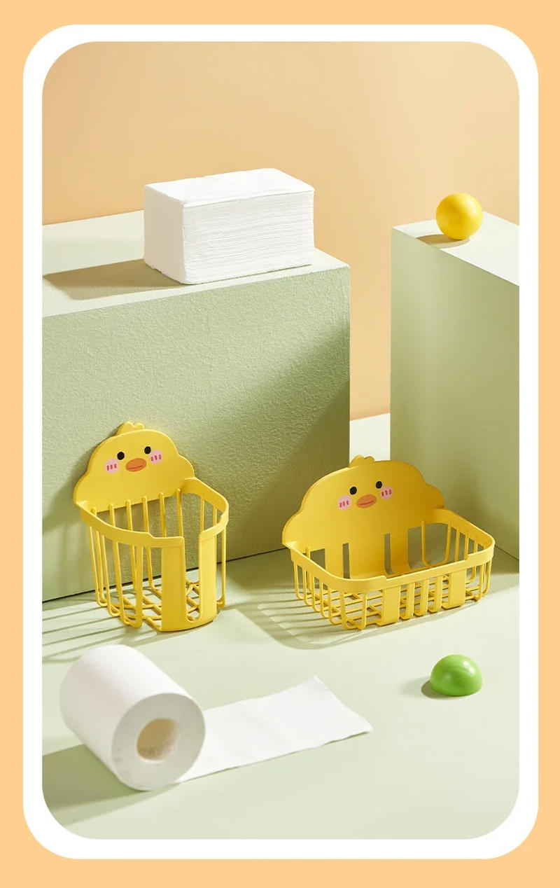 Description Picture 6 of itemMultipurpose Bathroom Storage Rack Plastic Makeup Organizer Shelf for Brushes Towel Wall Mounted Drill Free Toilet Paper Holder