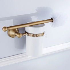 Hardware Retro Bathroom Pendant, White Ceramic Cup, Brass Handle, Toilet Brush Rack, Suitable for Bathroom Decoration