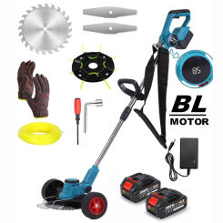 New Brushless Cordless Electric Lawn Mower With Casters Grass Trimmer Adjustable Length Angle Telescopic Pruning Garden Tools