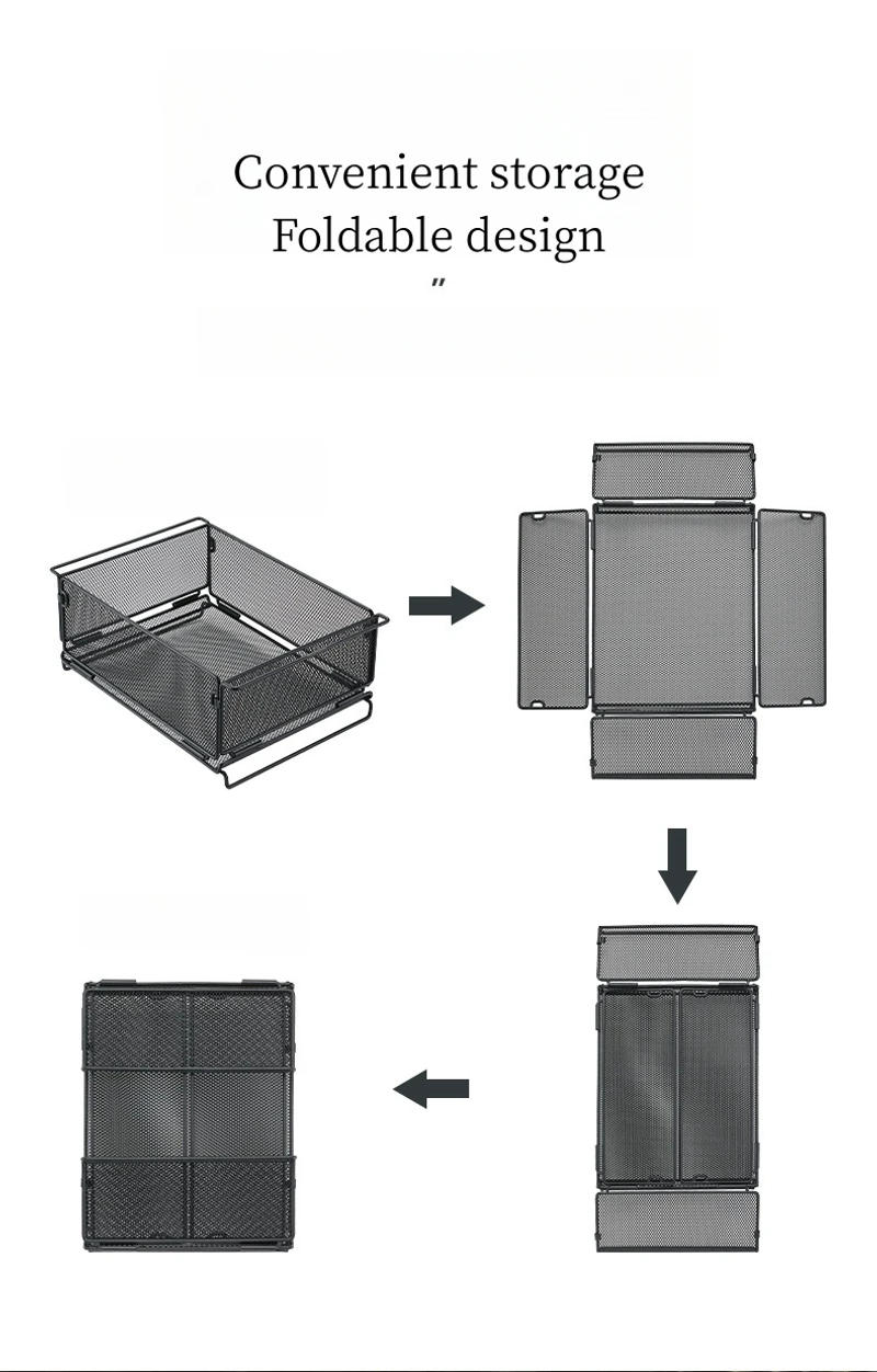 Description Picture 5 of itemIGT Folding Storage Basket Open Mesh Box Stainless Steel Kitchen Storage Basket Table Expansion Accessories Outdoor Camping New