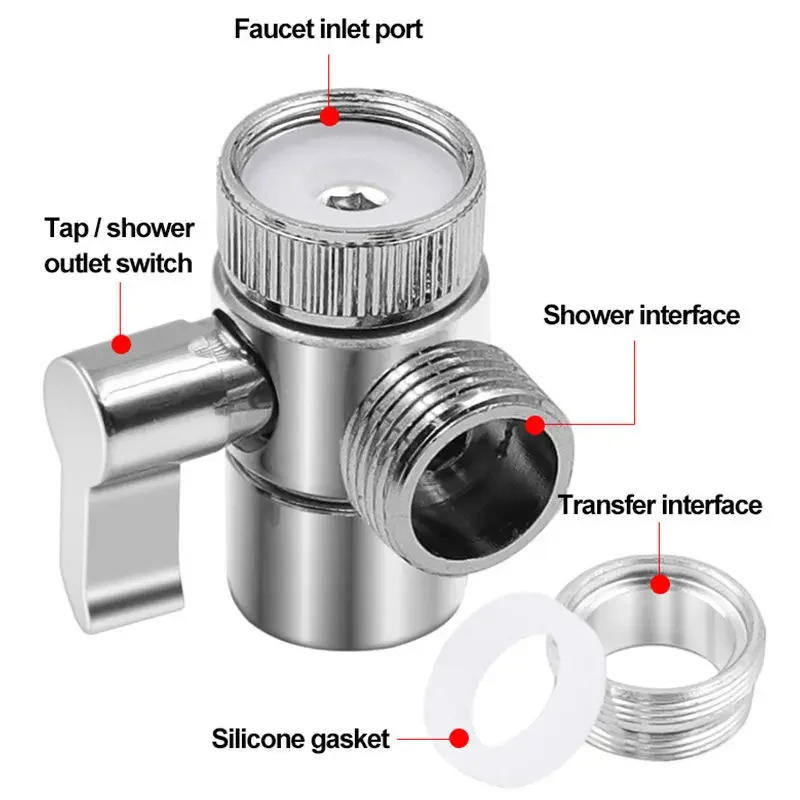 Description Picture 5 of itemZinc Alloy Switch Faucet Adapter Kitchen Sink Splitter Diverter Valve Water Tap Connector Toilet Bidet Shower Kichen Accessories