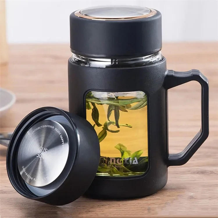 Description Picture 4 of item500ml Glass Tea Cup Large Capacity Glass Heat Resistant Mug with Filter Handle Infuser Water Cup for Office Women Men