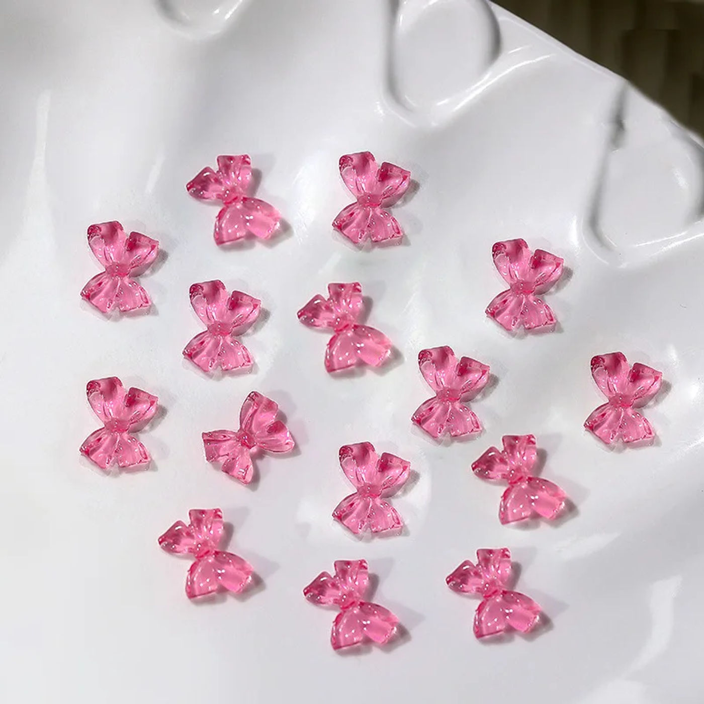 Description Picture 6 of item100pcs 3D Jelly Pink Bow Nail Decorations Resin Green Clear Mixed Color Cute Bowknot Nail Art Charms DIY Manicure Rhinestones