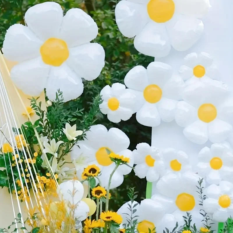 Description Picture 5 of item10/5/3/1pcs White Daisy Sunflower Foil Balloons Baby Shower Kids Birthday Party Wedding Decor Balloon Helium Air Globos Supplies