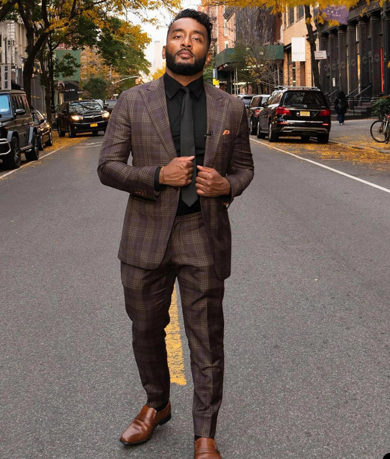 Description Picture 3 of itemPlaid Men Suit Tailor-Made 2 Pieces Blazer Pants Tuxedo One Button Modern Modern Business Slim Fit Wedding Groom Prom Tailored