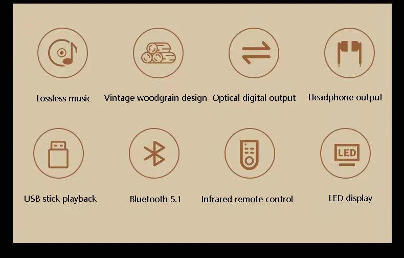 Description Picture 3 of itemWooden HIFI CD Player Bluetooth 5.1 Digital Optical Output USB Lossless Playback Wooden CD Music Player Infrared Remote Control