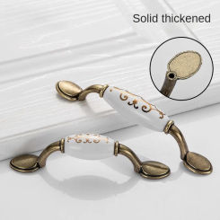 European Cabinet Drawer Furniture Hardware Round Wardrobe Door  Antique Garden Ceramic Handle Zinc Alloy Porcelain