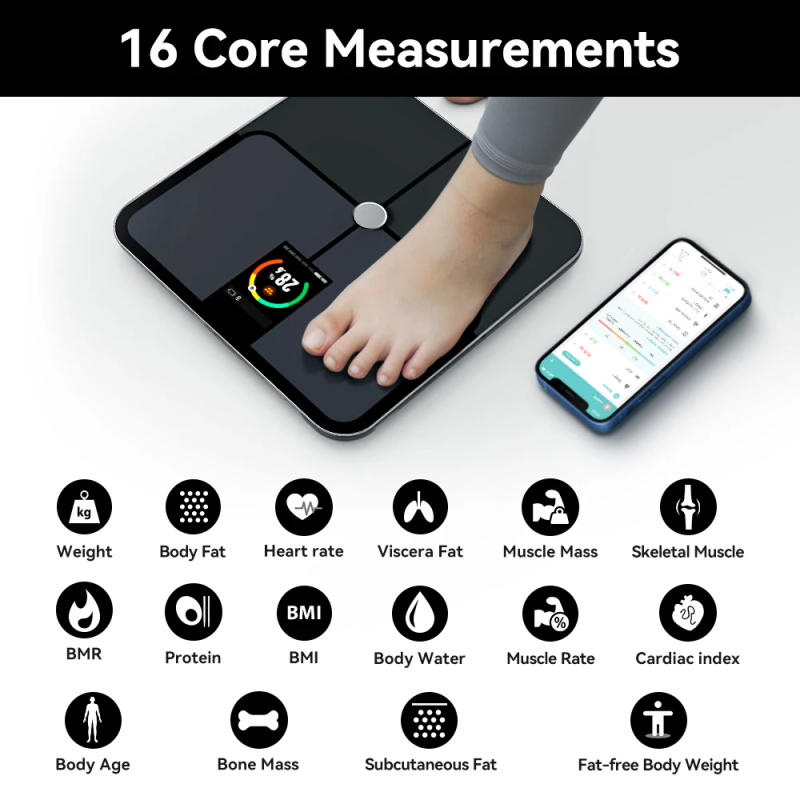 Description Picture 2 of itemSmart Scale for Body Weight and Fat Percentage, High Accuracy Digital Bathroom Scale with Large Display for BMI Heart Rate
