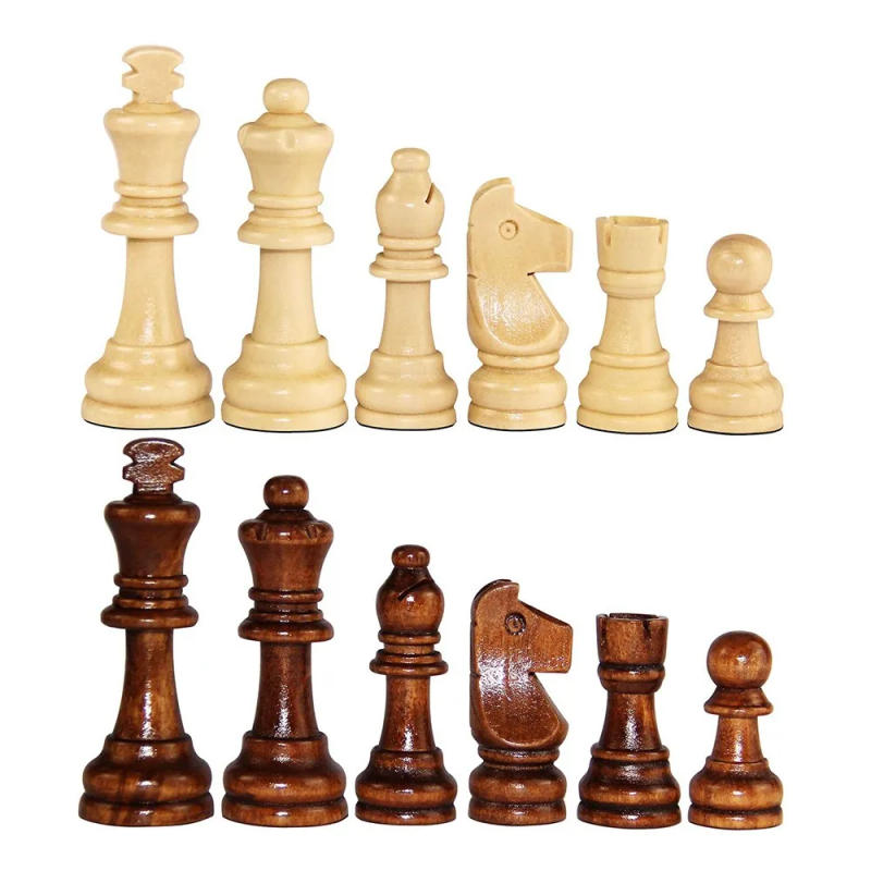 Description Picture 5 of item32PCS 2.2 in Wooden Chess Wooden with Protective Pads Word Chess Set Improve Intelligence Education Chess Game Chess Board Game