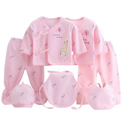 7Piece Spring  Newborn Clothes Set for Baby Cartoon Cute Cotton T-shirt Pants Hats Combo Infant Boys & Girls Outfit