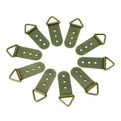 10Pcs 64*27mm Triangle D-Ring Mirrors Hanging Picture Oil Painting Mirror Frame Hooks Hangers With Screws Bronze 3 Holes