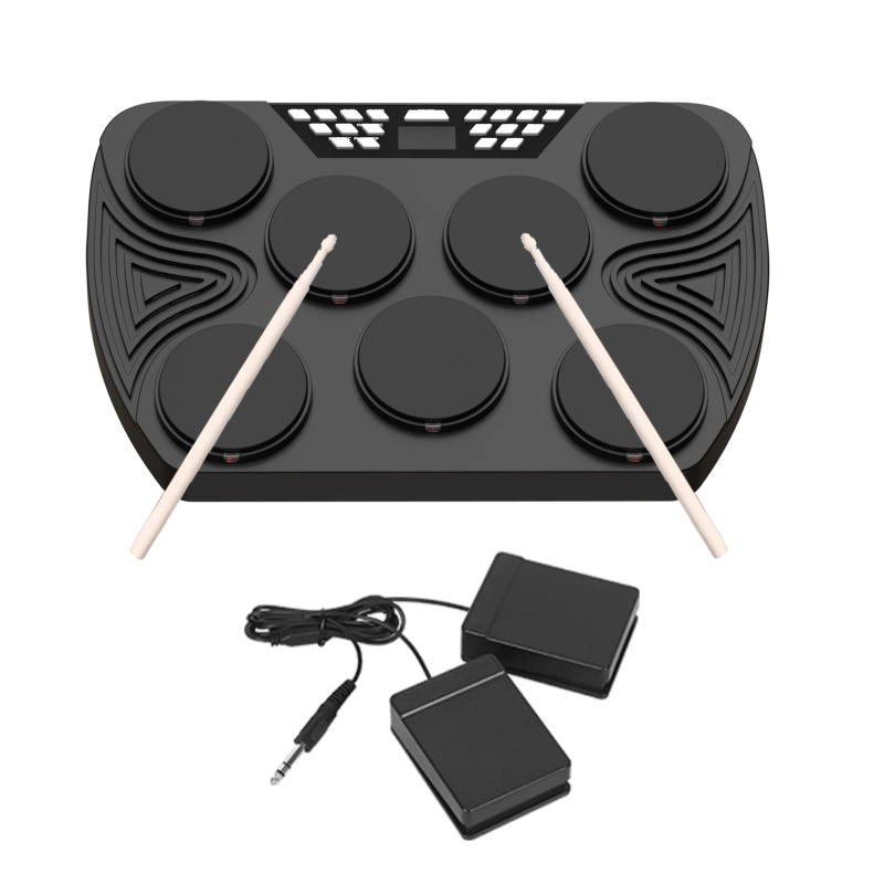 Description Picture 5 of itemPortable Electronic Drum Set 7 Velocity-Sensitive Pads Tabletop Drum Built-in 2 Speakers Stereo Rechargeable Practice Drum Pad