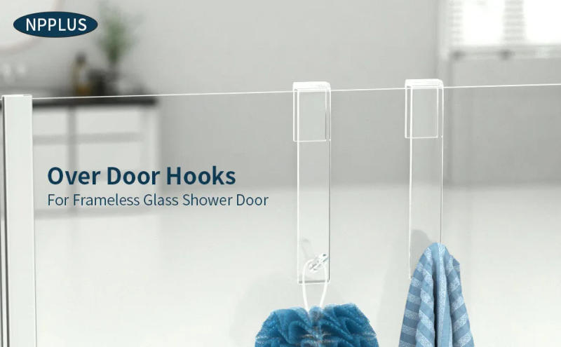 Description Picture 4 of itemAcrylic Bathroom Shower Door Hook Over Glass Door Shower Towel Rack Punch-Free Bathroom Bathrobe Hanger Transparent Towel Hooks