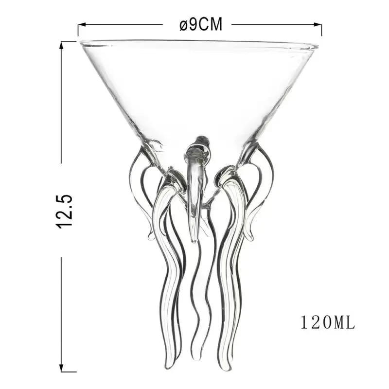 Description Picture 5 of item150ml 5oz Creative Cocktail Glasses Cup Bar Tools Jellyfish Octupus Shape Clear Rainbow Glass Cup Drinkware Drinking Cup 1 Piece