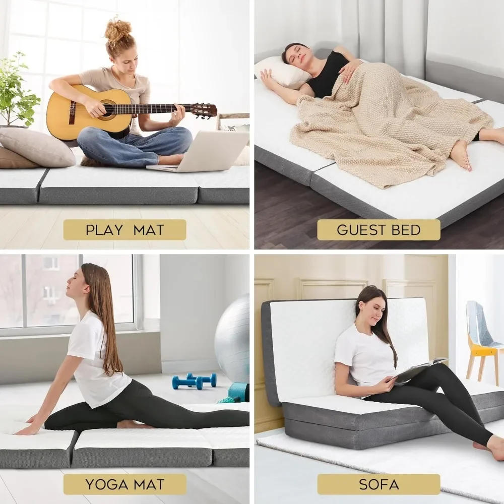 Description Picture 5 of itemTri Folding Mattress with Memory Foam Layer - 4 Inch Trifold Foldable Bed Mattress with Washable Cover | Full Size 75" x 54" x 4