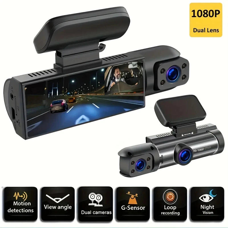 Description Picture 2 of itemCar DVR Wide-angle 2-record High-definition Night Vision 1080P Driving Recorder Suction Cup 2-lens Car Front and inside Video