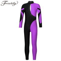 Gymnastics Jumpsuit for Girl Kids Girls Long Sleeve Ballet Leotard Children Yoga Skating Bodysuit Dancewear Full Body Unitard