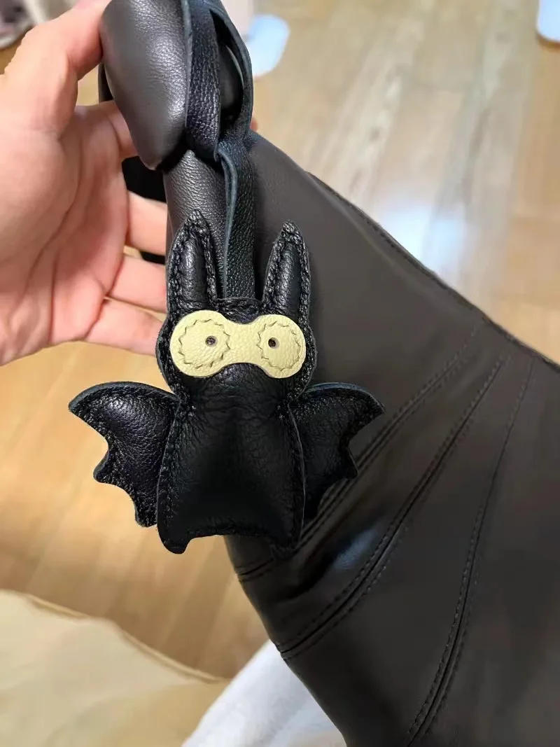 Description Picture 5 of itemROSHK genuine leather cute bat keychain bag pendant handmade