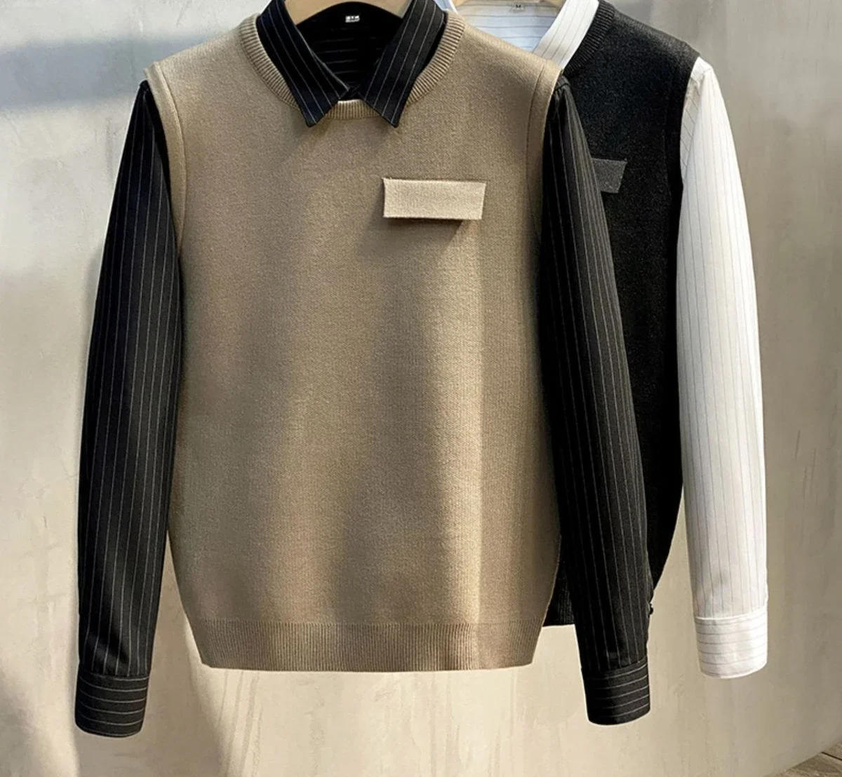 Description Picture 6 of itemKnit Sweater Male Round Collar Crewneck Men's Clothing Vest Smooth Solid Color Sleeveless Plain Waistcoat X Free Shipping Wool A